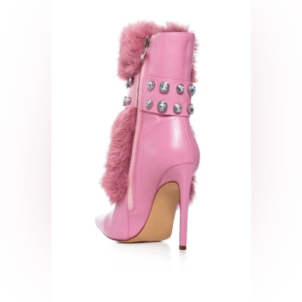•STATEN• FUZZY FUCHSIA EMBELLISHED BOOTIE BY AZALEA WANG - Picture 2 of 4